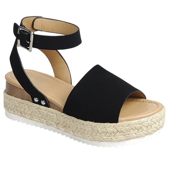 Shoes - New Black Flatform Espadrille Platform Sandals
